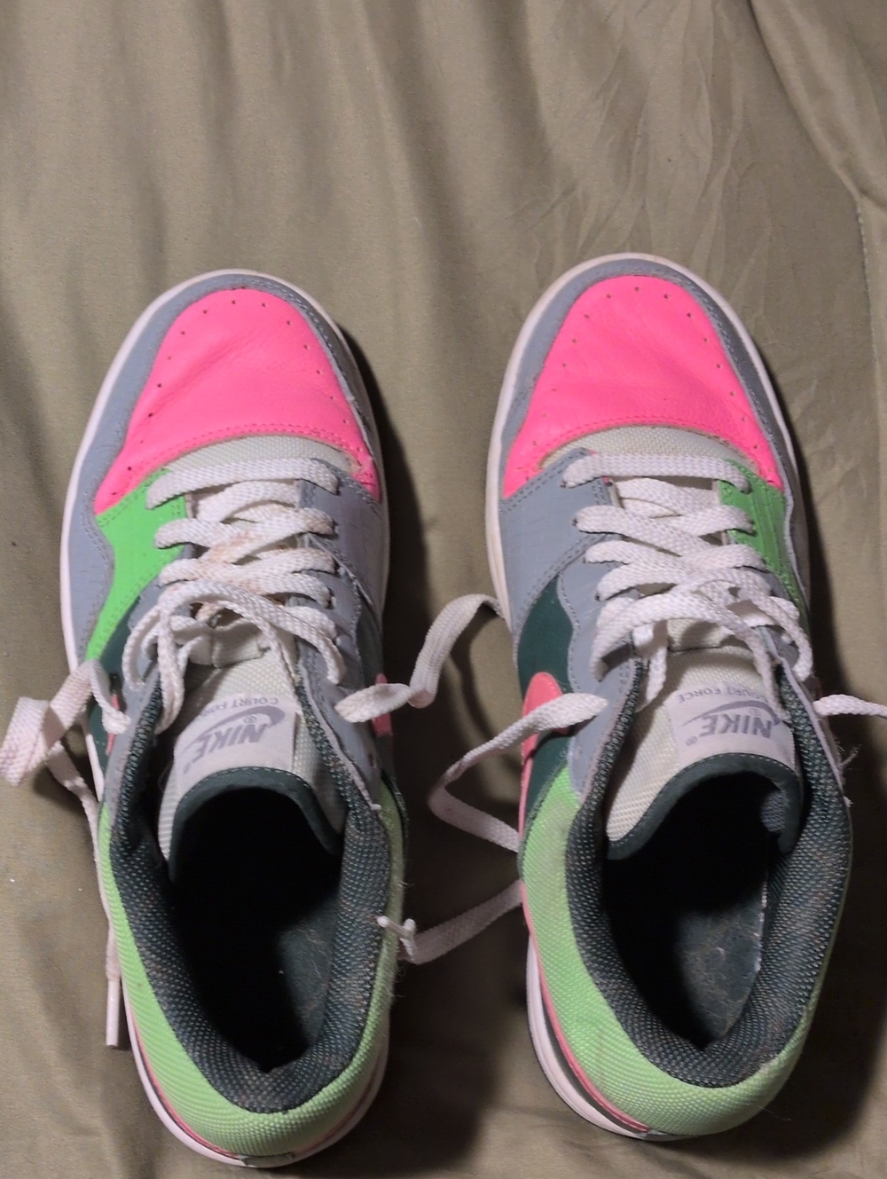 Nike Pink, Gray & Green Low-Top Sneakers